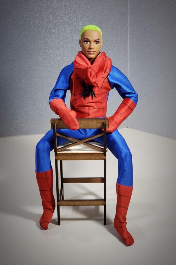 Spider blue & red cosplay bodysuit for 12-inch fashion male dolls - Image 11