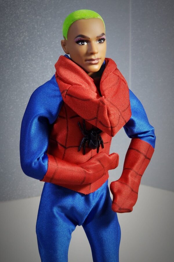 Spider blue & red cosplay bodysuit for 12-inch fashion male dolls - Image 13