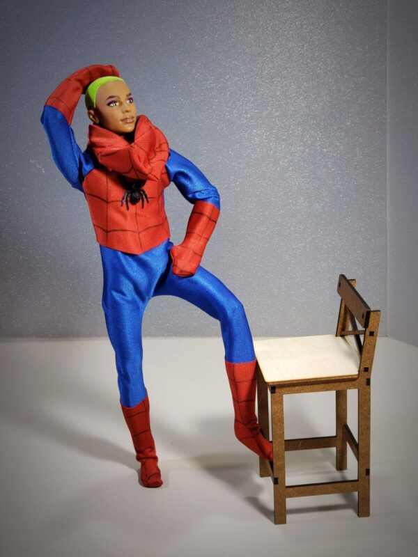 Spider blue & red cosplay bodysuit for 12-inch fashion male dolls - Image 10