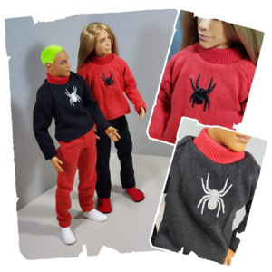 Spider red & black pajamas and slippers for 12-inch fashion male dolls