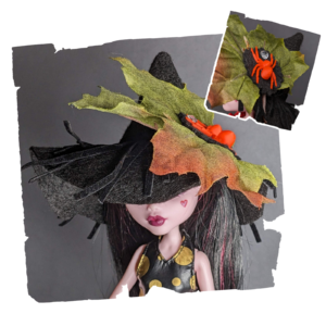 Halloween witch hat for 13 cm doll head